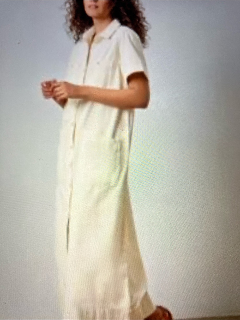 Allen Allen Cream Button-Front Maxi Shirt Dress or kimono